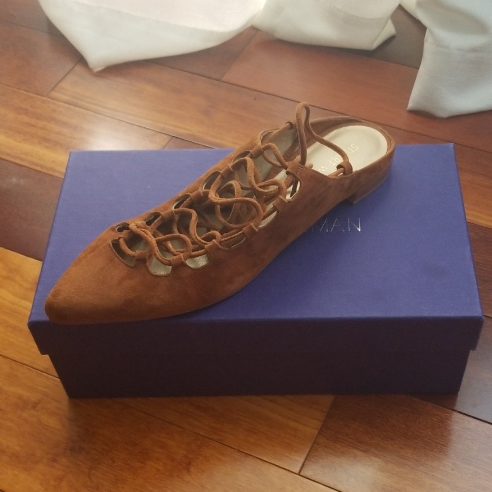 Stuart Weitzman Stringdown Amaretto Suede Flats